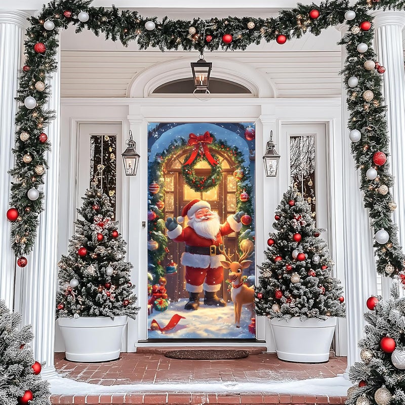 BVBOX Christmas Door Cover Banner, 6 x 3 ft Christmas Decorations Flag Photography Background for for Winter Party Decorations Supplies (Man, 70.8 x 35.4 Inch) - Image 5